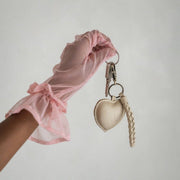 Puffy Heart Keychain - Bone