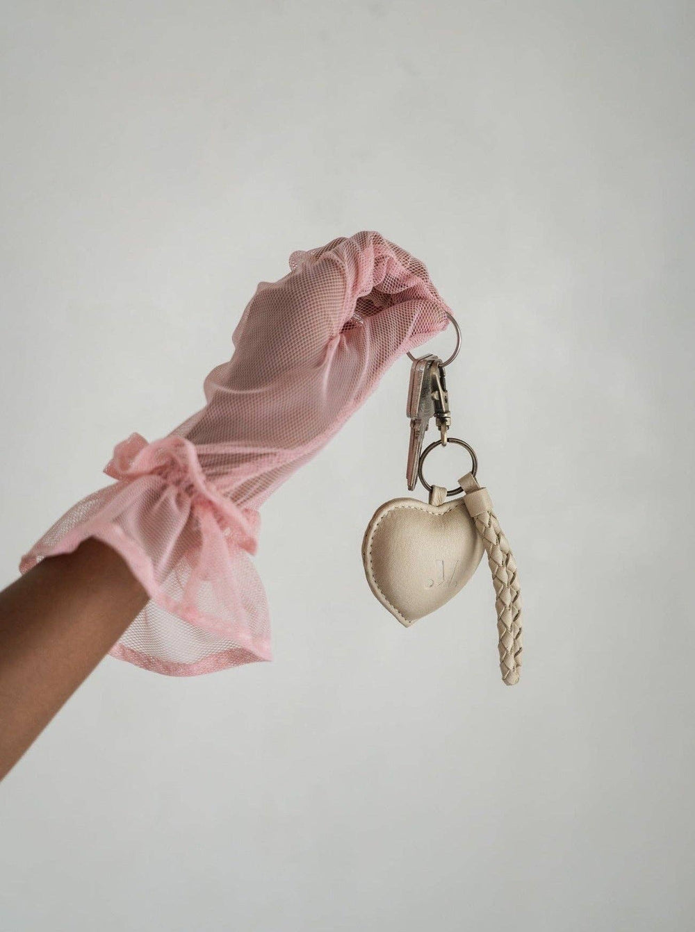 Puffy Heart Keychain - Bone