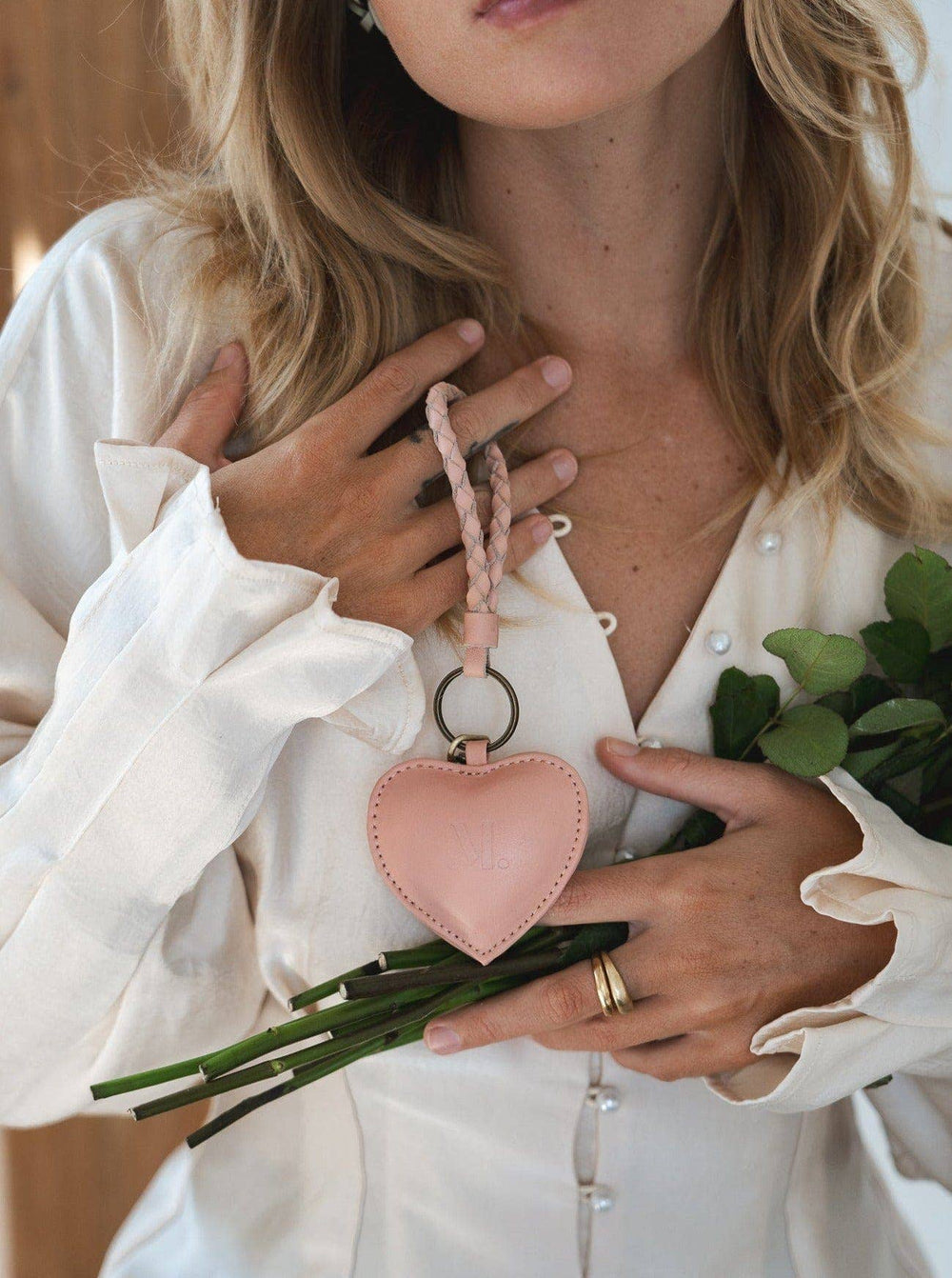Puffy Heart Keychain - Pink