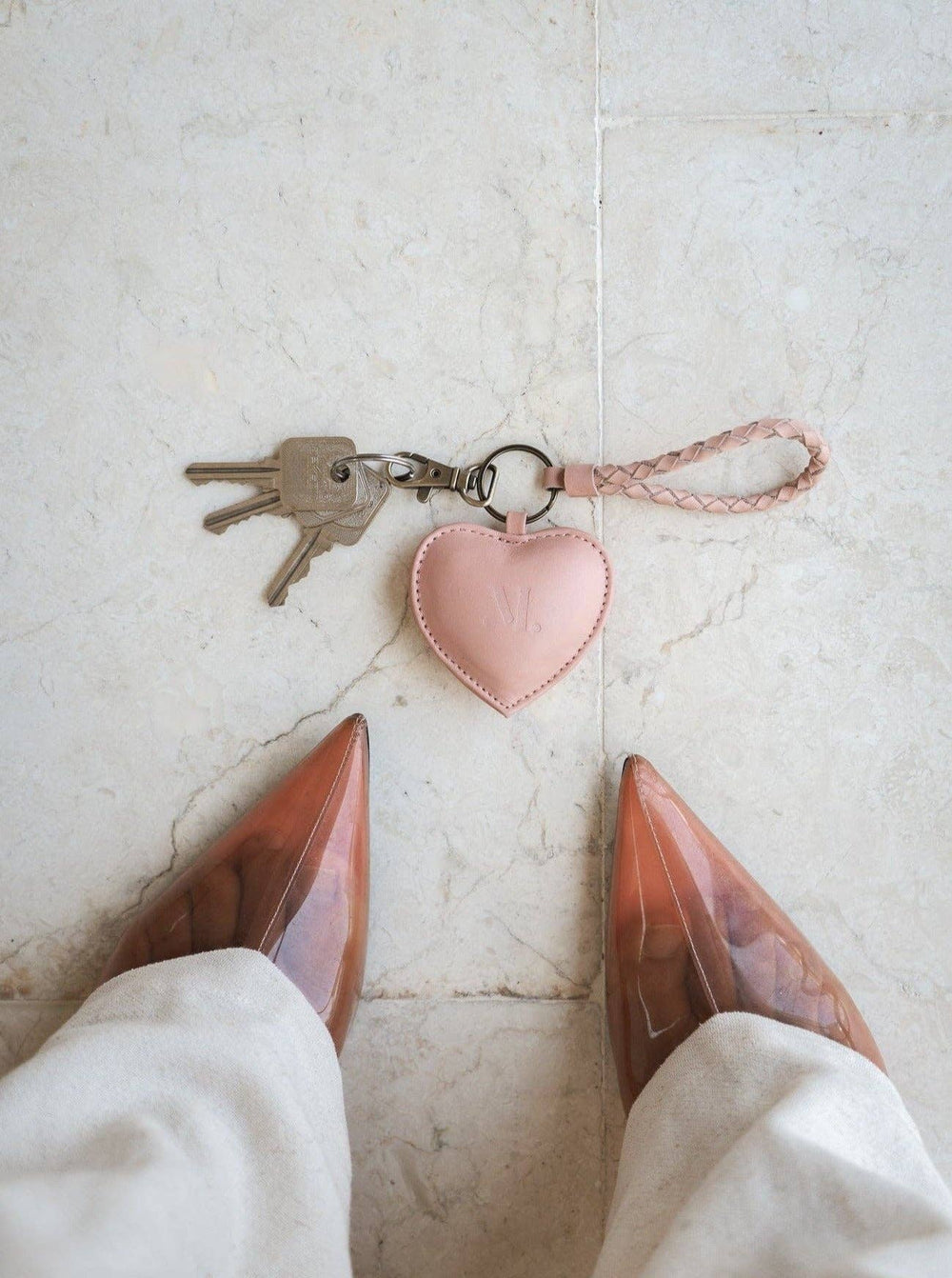 Puffy Heart Keychain - Pink