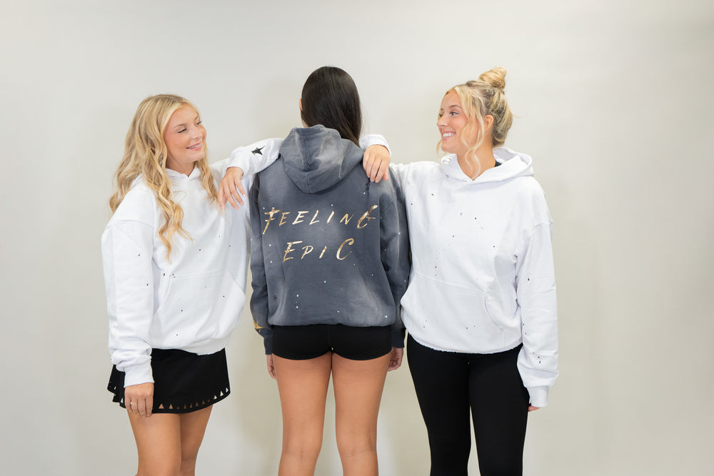 Feeling Epic Acid Wash Hoodie – Gray + Gold Edition