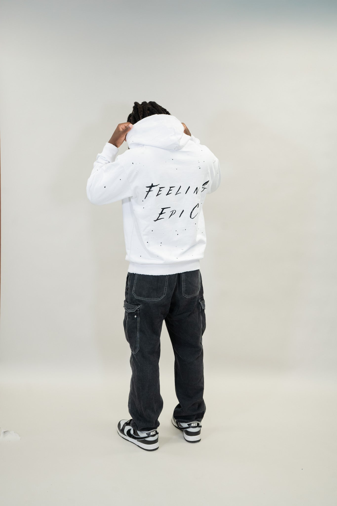 Feeling Epic Acid Wash Hoodie – White + Black Edition