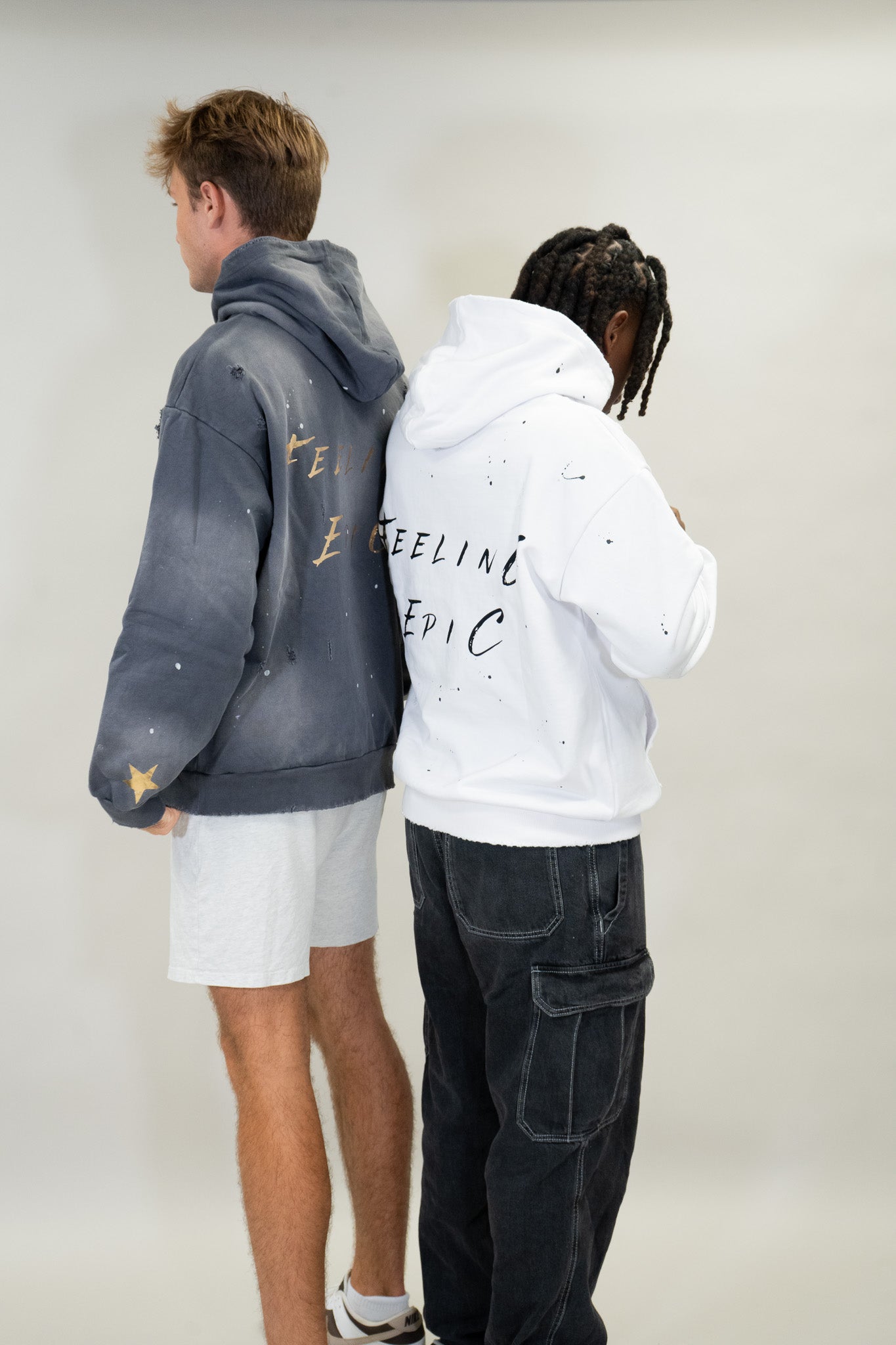 Feeling Epic Acid Wash Hoodie – White + Black Edition