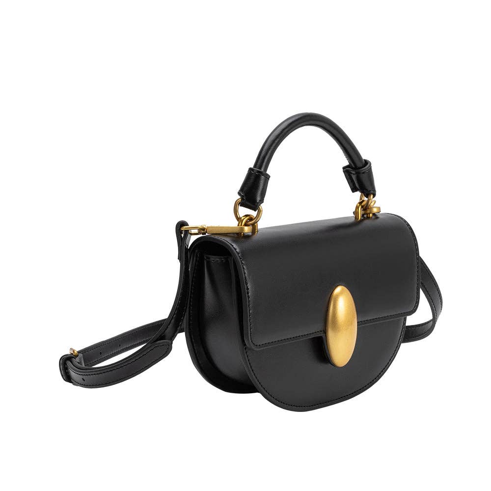Esther Black Recycled Vegan Leather Crossbody Bag